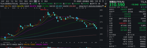 宝龙配资 滚动更新丨特斯拉总市值跌破1万亿美元关口