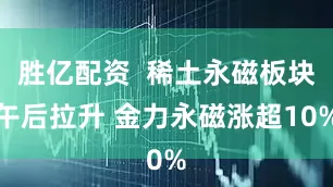 胜亿配资  稀土永磁板块午后拉升 金力永磁涨超10%